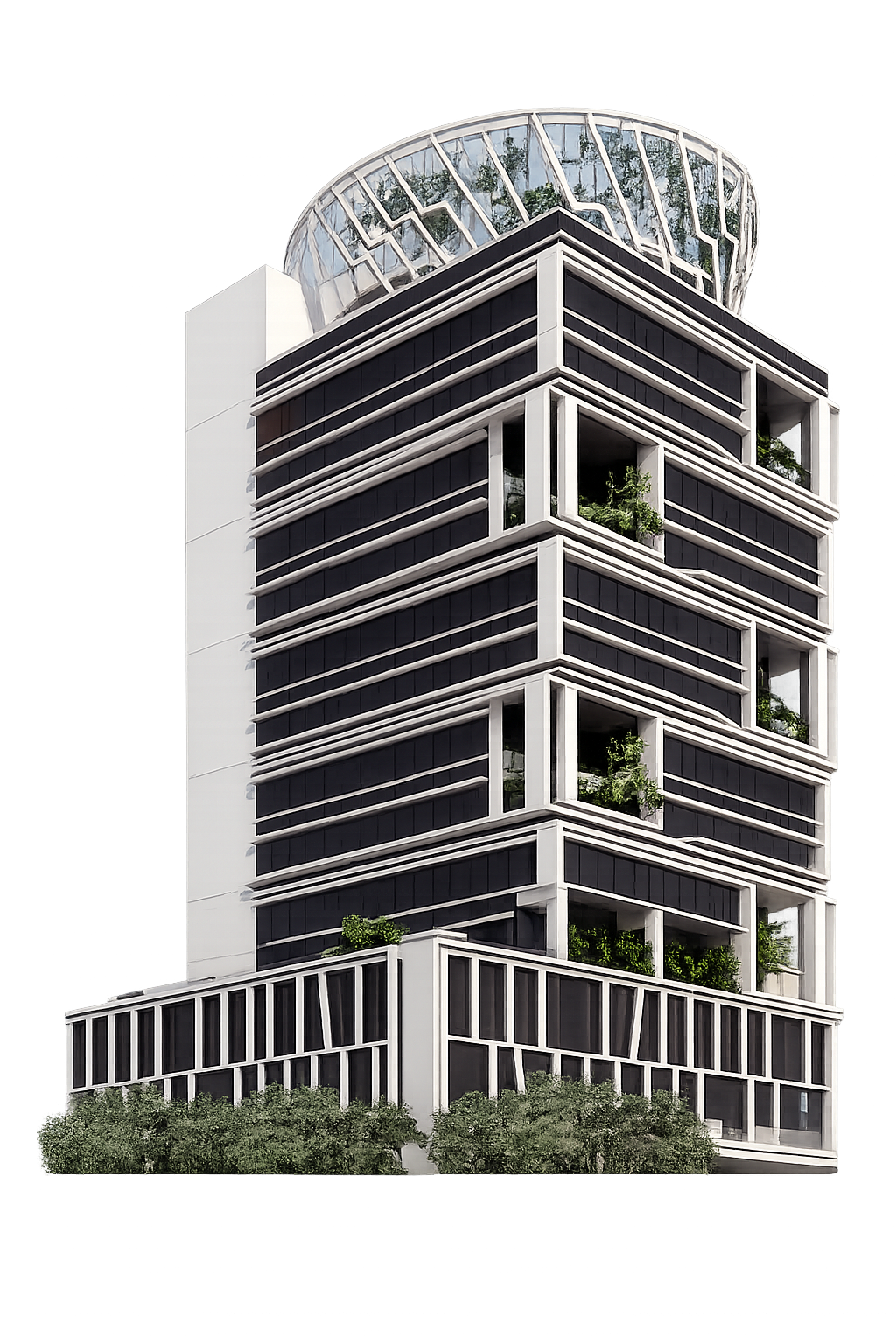 Ilustrasi gedung sekolah SMA modern